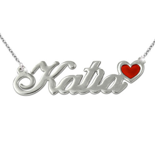 Sterling Silver Name Necklace with Color Charm