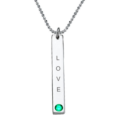 Vertical Sterling Silver Bar Necklace with Swarovski