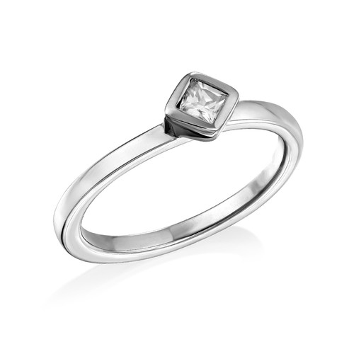 Sterling Silver Stackable Crystal Clear Rhombus Ring