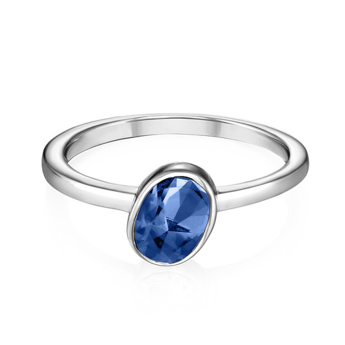 Sterling Silver Stackable Oval Blue Sapphire Ring