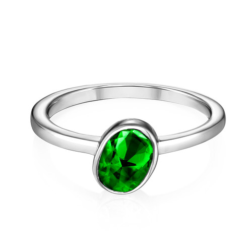 Sterling Silver Stackable Oval Emerald Ring