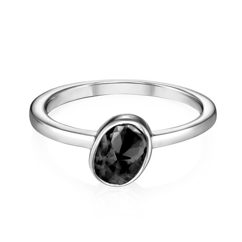 Sterling Silver Stackable Oval Shock Black Ring