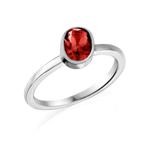 Sterling Silver Stackable Oval Velvet Red Ring