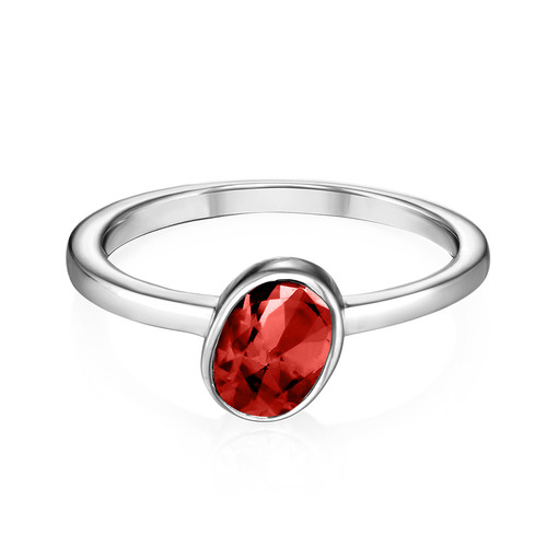 Sterling Silver Stackable Oval Velvet Red Ring