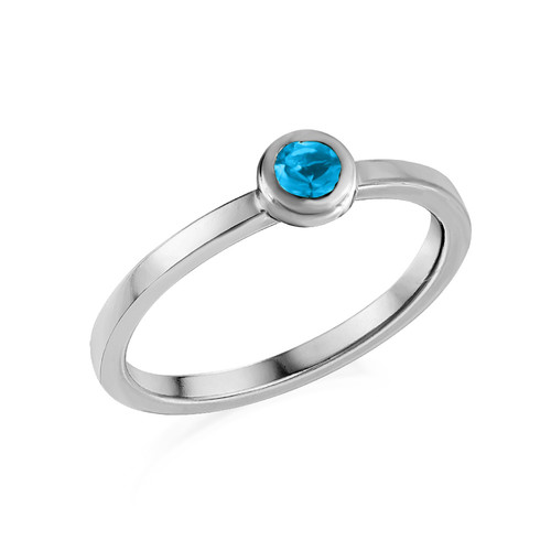 Sterling Silver Stackable Round Blue Lagoon Ring