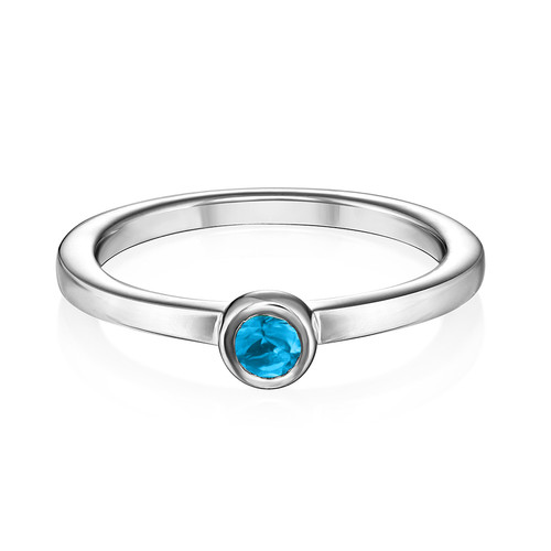 Sterling Silver Stackable Round Blue Lagoon Ring