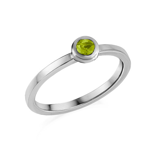 Sterling Silver Stackable Round Limelicious Green Ring