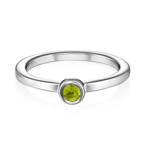 Sterling Silver Stackable Round Limelicious Green Ring