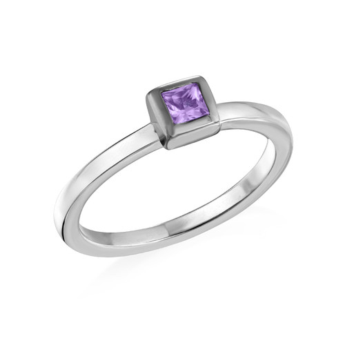 Sterling Silver Stackable Square Lavender Scents Ring