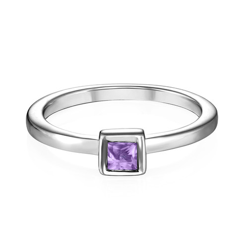 Sterling Silver Stackable Square Lavender Scents Ring