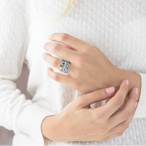 Sterling Silver Stackable Square Lavender Scents Ring