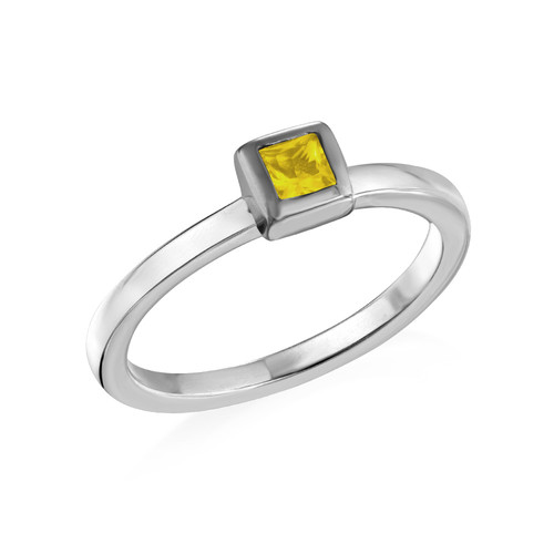 Sterling Silver Stackable Square Sunshine Yellow Ring