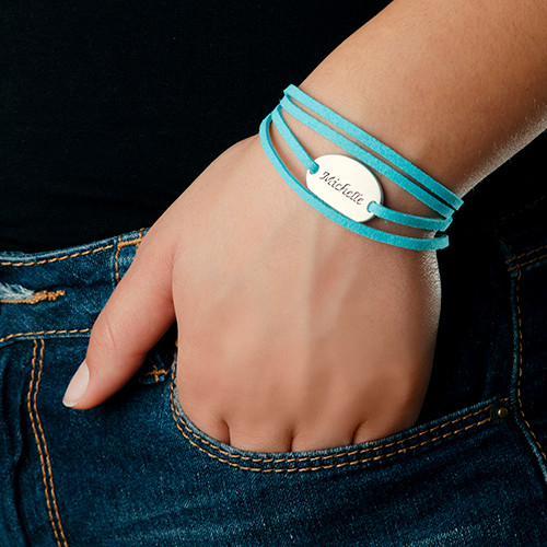 Suede Wrap Bracelet with Personalized Charm