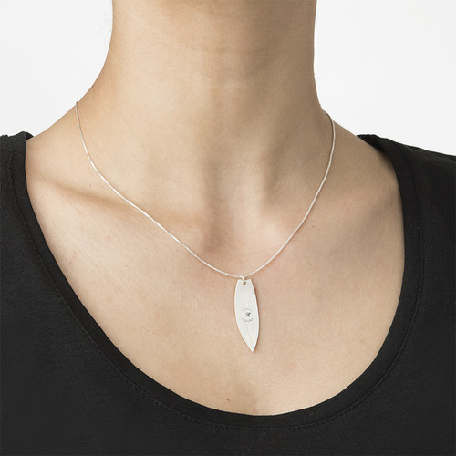 Surfboard Necklace with Initial