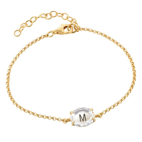 Swarovski Stone Engraved Bracelet in Gold Plating