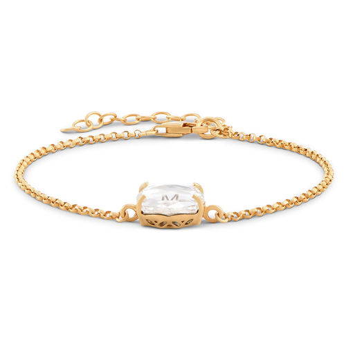 Swarovski Stone Engraved Bracelet in Gold Plating