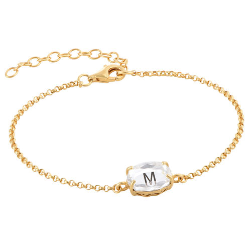 Swarovski Stone Engraved Bracelet in Gold Plating