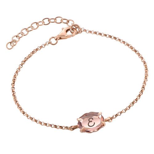 Swarovski Stone Engraved Bracelet in Rose Gold Plating