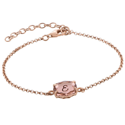 Swarovski Stone Engraved Bracelet in Rose Gold Plating