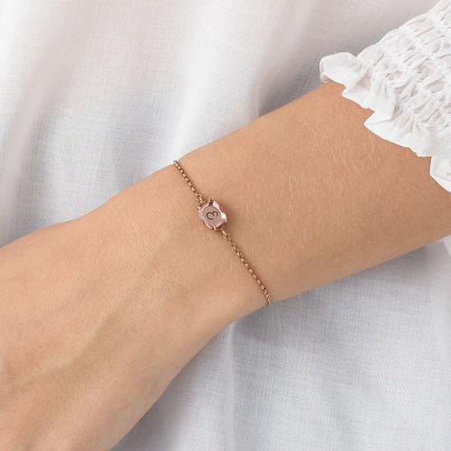 Swarovski Stone Engraved Bracelet in Rose Gold Plating