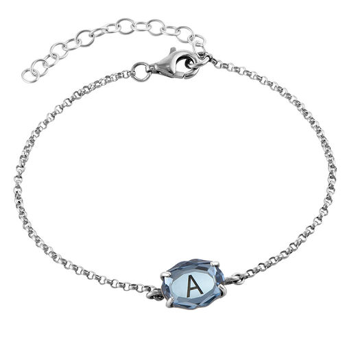 Swarovski Stone Engraved Bracelet in Silver