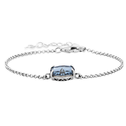 Swarovski Stone Engraved Bracelet in Silver