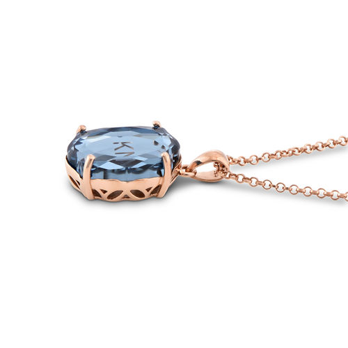 Swarovski Stone Engraved Necklace in Rose Gold Plating