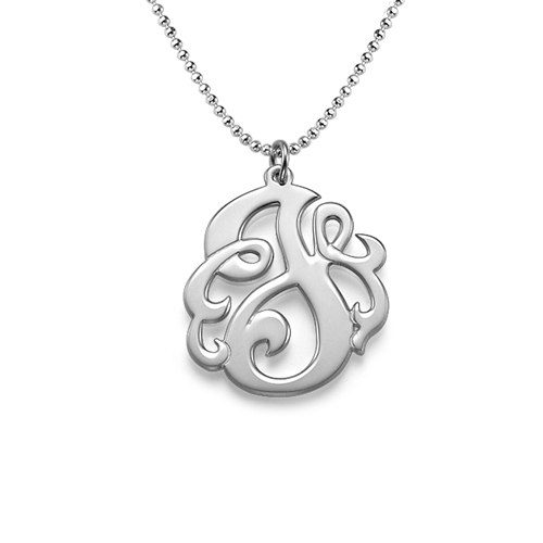 Swirly Initial Necklace in Sterling Silver