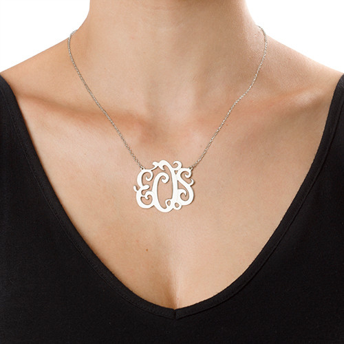 Swirly Monogrammed Pendant in Sterling Silver