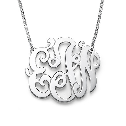 Swirly Monogrammed Pendant in Sterling Silver