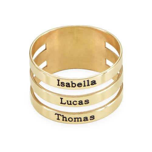 Three Name Ring in 10K Yellow Gold