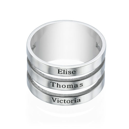 Three Name Ring in Sterling Silver