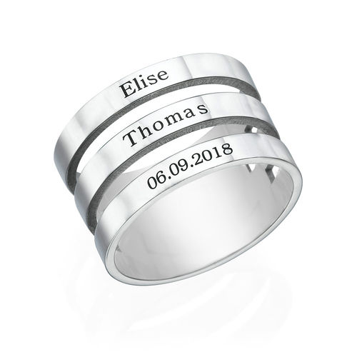 Three Name Ring in Sterling Silver