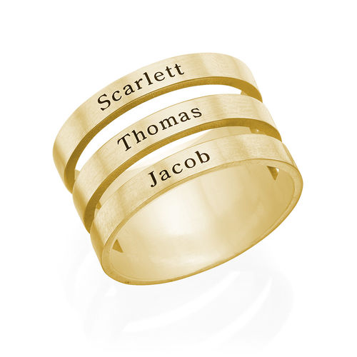 Three Name Ring with Gold Plating