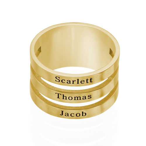 Three Name Ring with Gold Plating