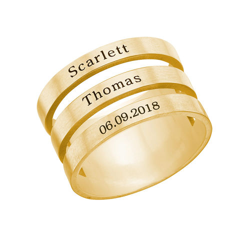 Three Name Ring with Gold Plating