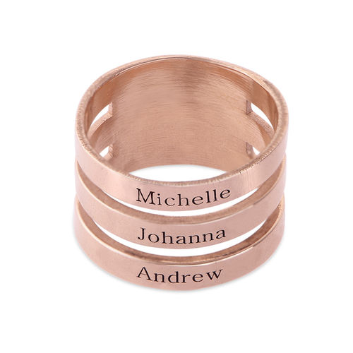 Three Names Ring in Rose Gold Plating