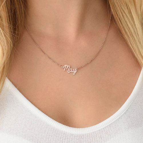 Tiny Cursive Name Necklace in Rose Gold Plating