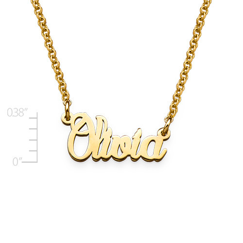 Tiny Name Necklace in Gold Plated Extra Strength Silver