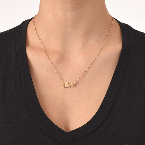 Tiny Name Necklace in Gold Plated Extra Strength Silver