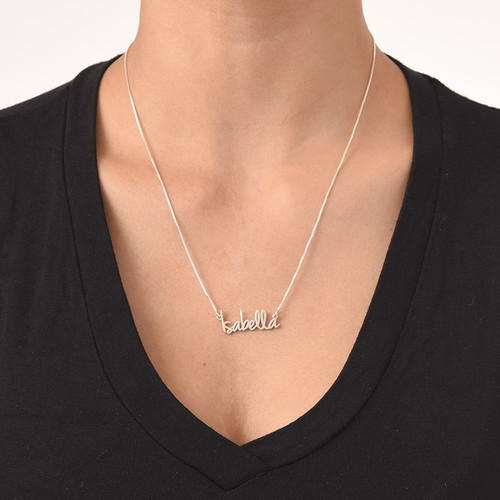 Tiny Name Necklace for Women in Extra Strength Silver