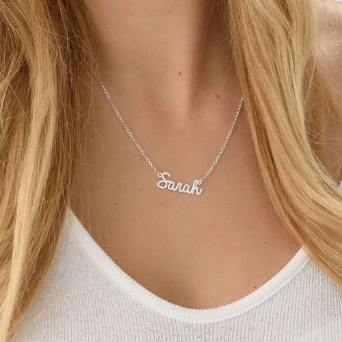 Tiny Personalized Cursive Name Necklace in Silver