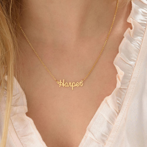 Tiny Personalized Jewelry - Cursive Name Necklace in 18k Gold Plating