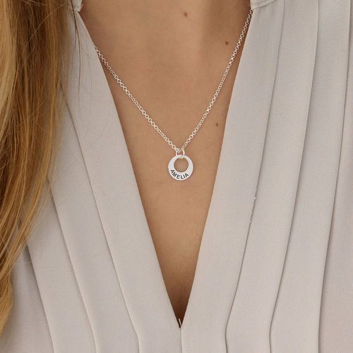 Tiny Silver Mini Disc Necklace