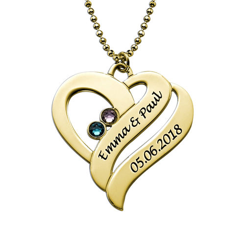 Two Hearts Forever One Necklace - 18k Gold Plated