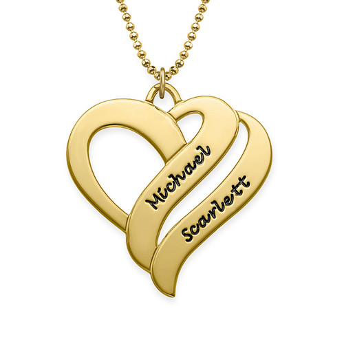 Two Hearts Forever One Necklace in 18k Gold Plating