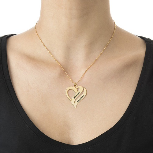 Two Hearts Forever One Necklace in 18k Gold Plating