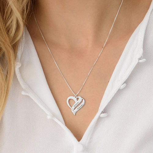 Two Hearts Forever One Sterling Silver Diamond Necklace