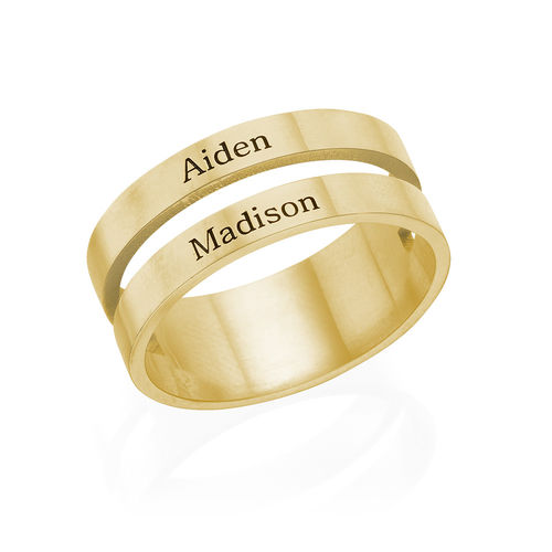 Two Name Ring with Gold Plating