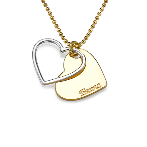 Customized Heart Necklace for Couples in Two Tones